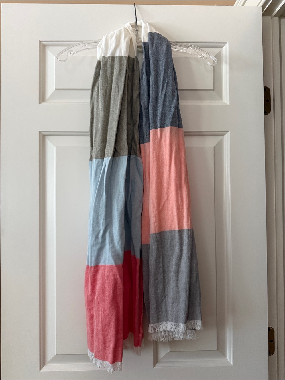J. Crew Factory Colorblock Lightweight Scarf - Pink, Blue, Gray, Red, Cream